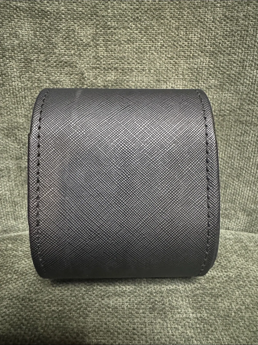 Men's Black Leather Travel Watch Case - Single